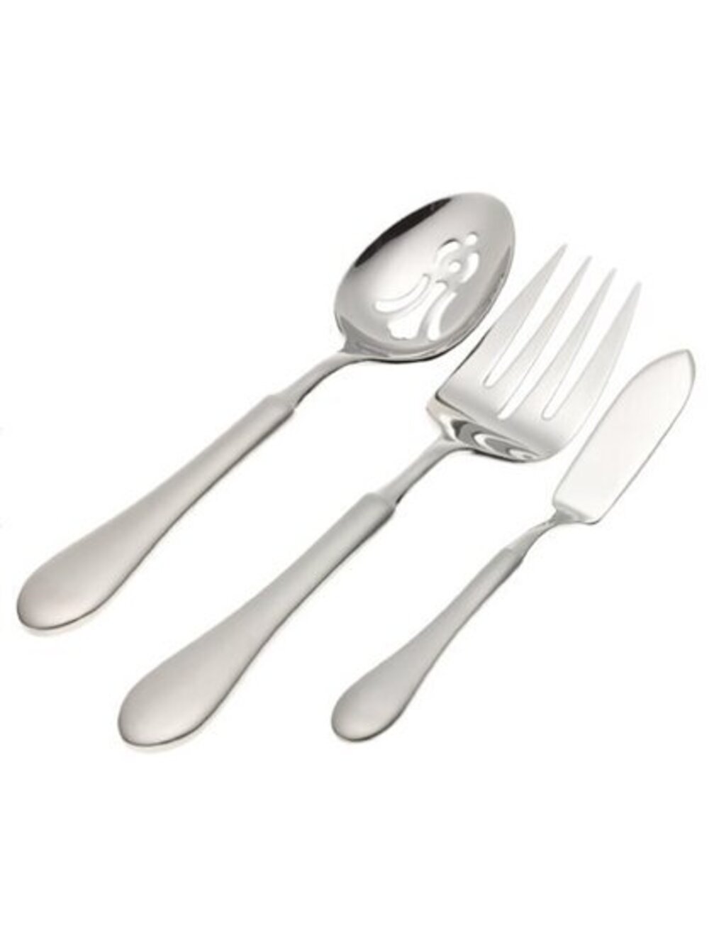 New Yamazaki Mandolin Glo Stainless 3 pc Serving Set -Meat Fork, Pierced, Butter